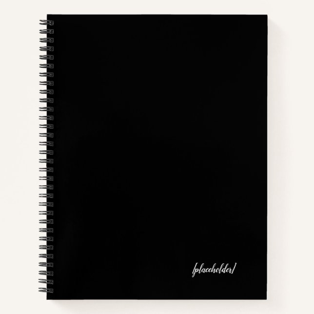 Aesthetic Black Spiral Notebook with Custome Name  (Front)