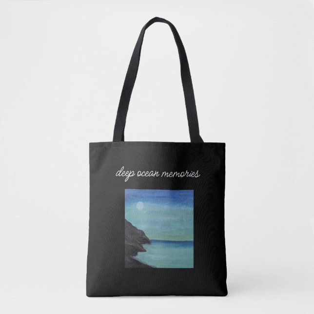aesthetic blue and black tote bag. bag (Front)