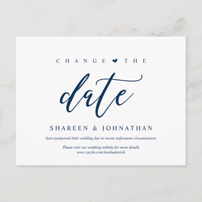 Aesthetic Blue, Change the date, Party postponed Postcard (Front)