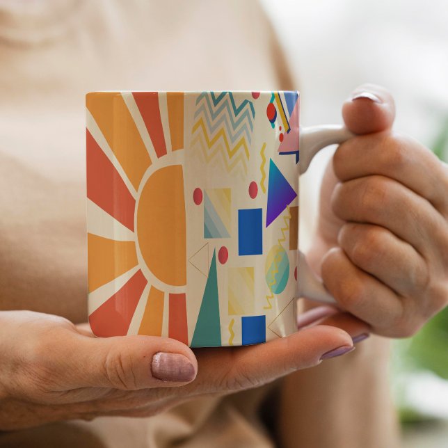 Aesthetic blue geometry red Vintage sunset Coffee Mug (Creator Uploaded)