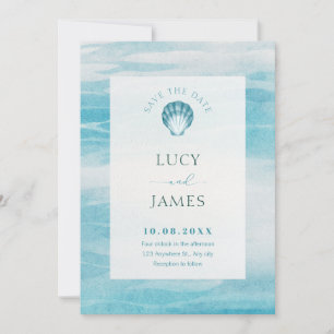 Aesthetic blue sea wedding save the date