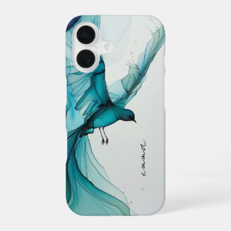 Aesthetic Blue Watercolor Flying Bird iPhone 16 Case