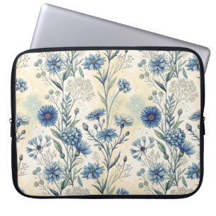 Aesthetic Blue Wildflowers Laptop Sleeve
