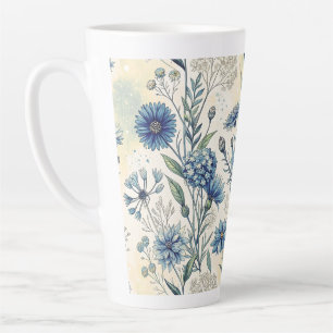 Aesthetic Blue Wildflowers Latte Mug