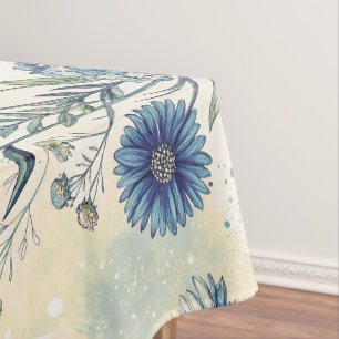 Aesthetic Blue Wildflowers Tablecloth