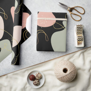 Aesthetic Boho Geometric Organic Shapes Pattern Wrapping Paper