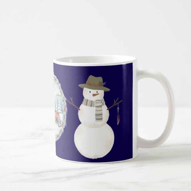 Aesthetic Boho Snowman Coffee Mug (Right)
