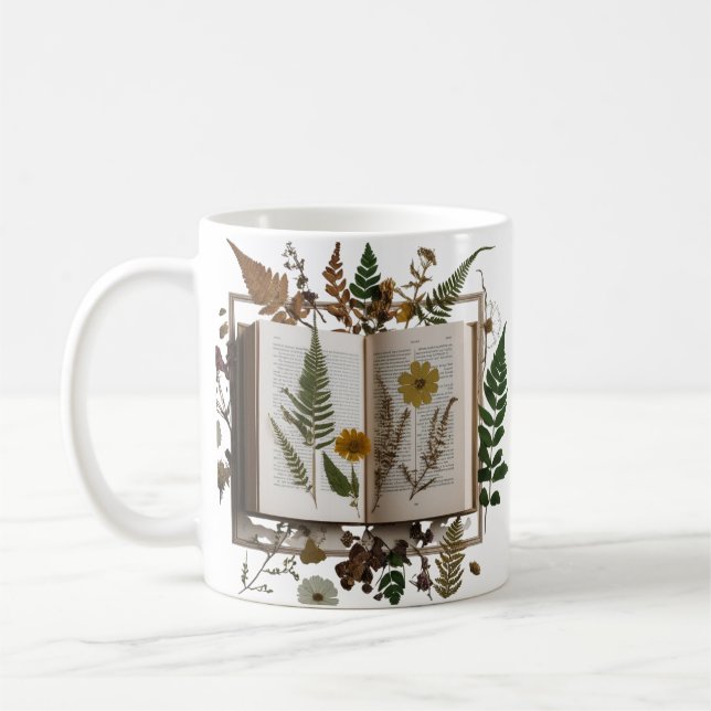 Aesthetic Bookish Coffee Mug – Whimsical Kitten  (Left)