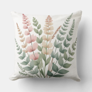 Aesthetic Botanical Ferns Floral Pattern Double Si Throw Pillow