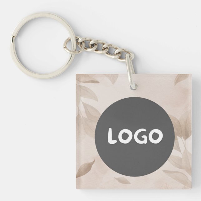 Aesthetic Brown Business Promotional Square Keychain (Front)