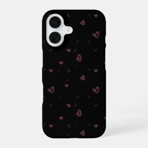 Aesthetic Brown Hearts Pattern Phone Case