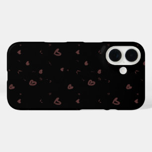 Aesthetic Brown Hearts Pattern Phone Case