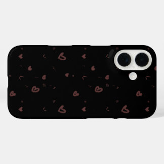 Aesthetic Brown Hearts Pattern Phone Case