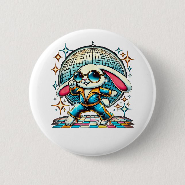 Aesthetic Bunny Disco 2 Inch Round Button (Front)