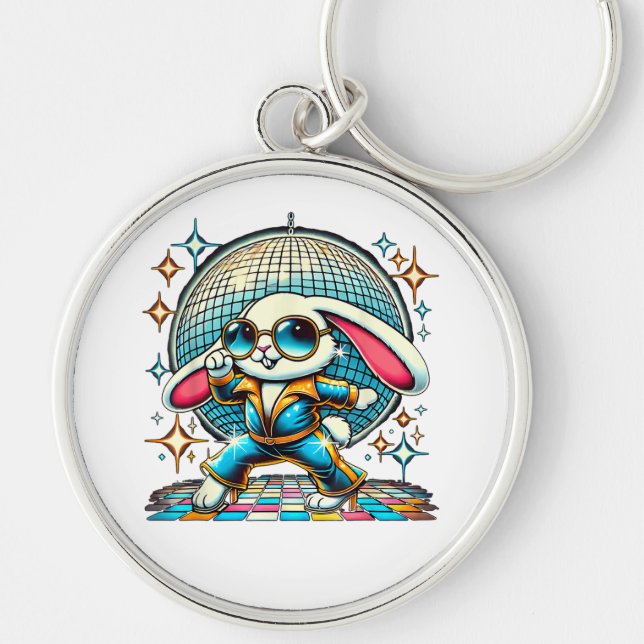 Aesthetic Bunny Disco Keychain (Front)