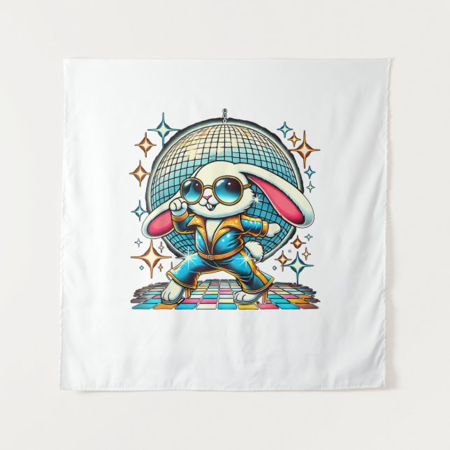 Aesthetic Bunny Disco Tapestry (Front)