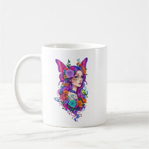 Aesthetic Butterfly Fairy Girl Art Mug -