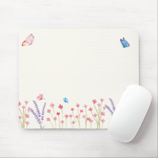 Aesthetic Butterfly Wildflowers Mouse Pad