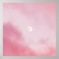 Aesthetic Calm Pink Sky and Moon