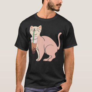 Aesthetic Cat Drinking Bob best cat illustration T-Shirt