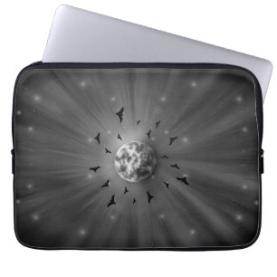 Aesthetic Celestial Moon and Birds Mystical Monoch Laptop Sleeve