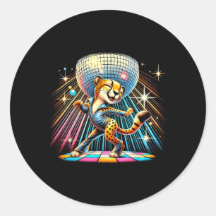 Aesthetic Cheetah Disco Dancer Spooky Dance Kids H Classic Round Sticker