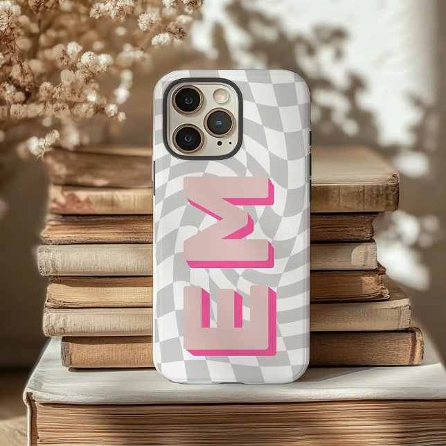 Aesthetic chequerboard Trendy Monogram Case-Mate iPhone Case (Creator Uploaded)