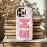 Aesthetic chequerboard Trendy Monogram iPhone 16 Pro Max Case<br><div class="desc">Introducing the iPhone 16 Pro Max Case with a stylish, aesthetic chequerboard pattern that elevates your phone's look. This premium case is personalized with two trendy initials—perfect for showcasing your first and last name in a modern, sleek design. The chequerboard pattern adds a touch of boldness, making your device stand...</div>