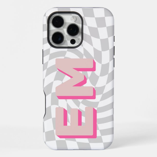 Aesthetic chequerboard Trendy Monogram iPhone Case (Back)