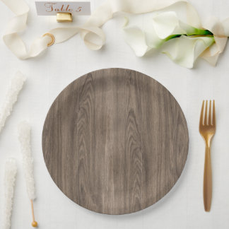 Aesthetic chic dark brown wood design paper plate