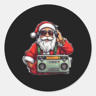 Aesthetic Christmas 90's Hip Hop Radio Santa Boomb Classic Round Sticker