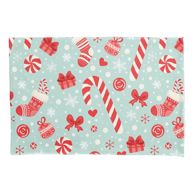 Aesthetic Christmas Pattern Candy Pillowcase (Front)
