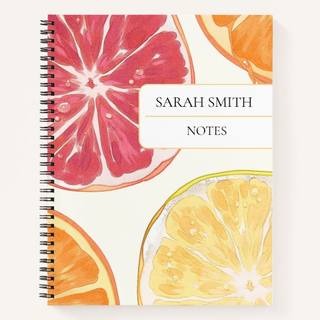 Aesthetic Citrus Notebook | Custom Name Journal (Front)
