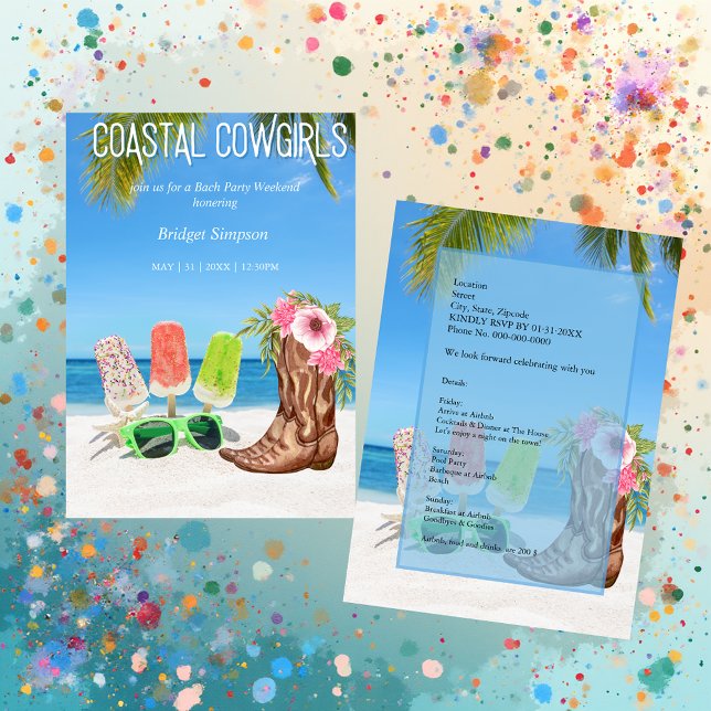 aesthetic coastal cowgirl bachelorette weekend  invitation (Creator Uploaded)