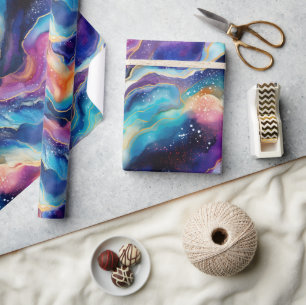 Aesthetic colorful rainbow agate modern glitter wrapping paper