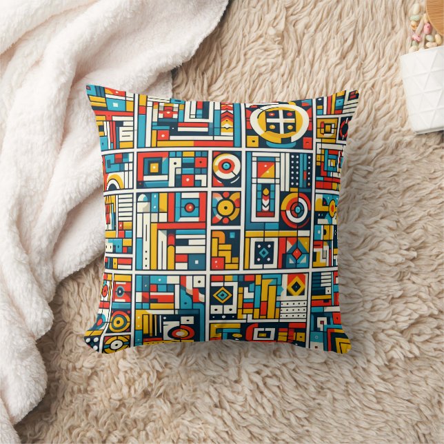 Aesthetic Colourful Geometric Pattern Throw Pillow (Blanket)