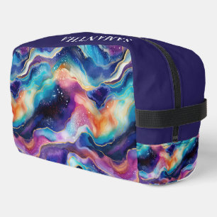 Aesthetic colourful rainbow agate glitter texture dopp kit