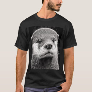 Aesthetic Cool Otter Head Painted Sea Otter Face T-Shirt