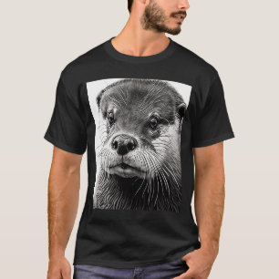 Aesthetic Cool Otter Head Painted Sea Otter Face T-Shirt