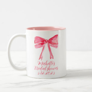 Aesthetic Coquette Pink Bow Elegant Bridal Shower Two-Tone Coffee Mug