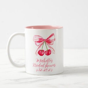 Aesthetic Coquette Pink Bow Elegant Bridal Shower Two-Tone Coffee Mug