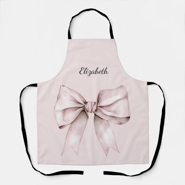 Aesthetic coquette pink bow Personalized Name Apron (Front)