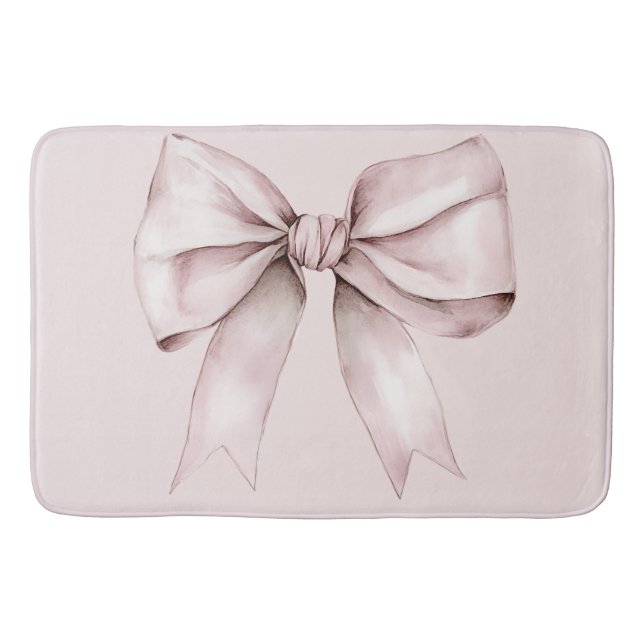 Aesthetic coquette pink bow Personalized Name  Bath Mat (Front)