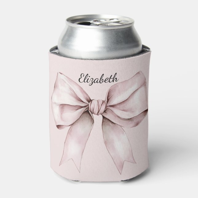 Aesthetic coquette pink bow Personalized Name Can Cooler (Can Front)