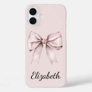 Aesthetic coquette pink bow Personalized Name  iPhone 16 Plus Case
