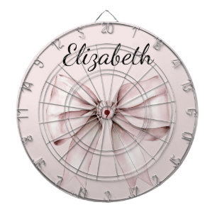 Aesthetic coquette pink bow Personalized Name Dartboard