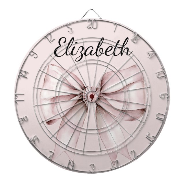 Aesthetic coquette pink bow Personalized Name Dartboard (Front)