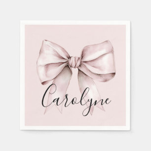 Aesthetic coquette pink bow Personalized Name Napkin