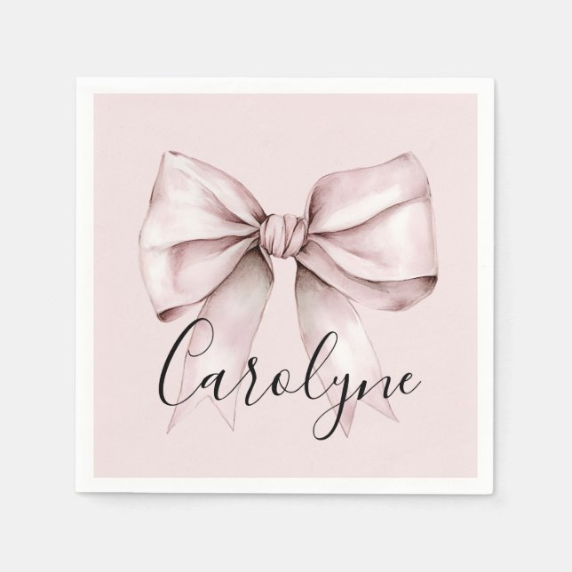 Aesthetic coquette pink bow Personalized Name Napkin (Front)