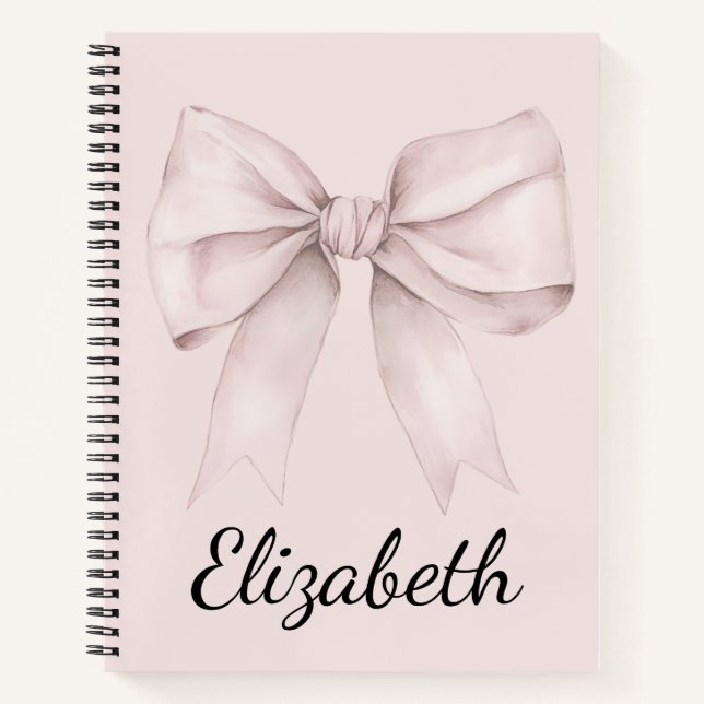 Aesthetic coquette pink bow Personalized Name Notebook (Front)